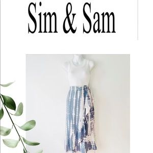 Sim & Sam Boutique Blue/Gray Tie Dye Faux Wrap Rayon Skirt XL